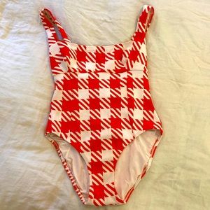 Solid & Striped Red and White One Piece Bathing Suit